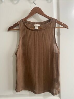 H&M Brown Sheer Ribbed Tank Top